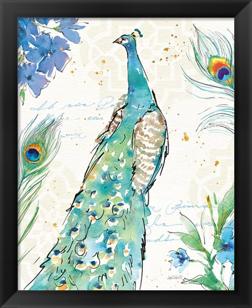 Framed Peacock Garden I Print