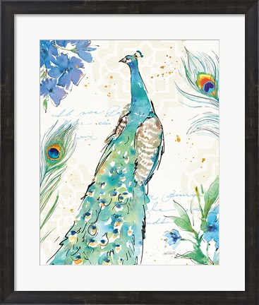 Framed Peacock Garden I Print