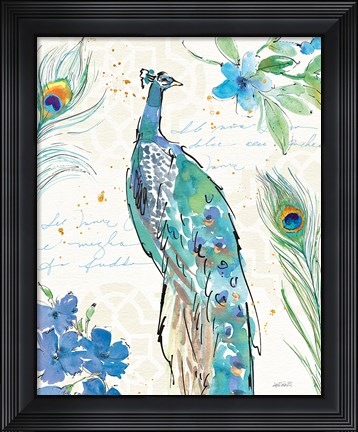 Framed Peacock Garden II Print