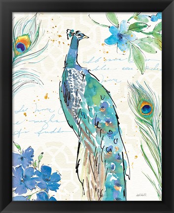 Framed Peacock Garden II Print