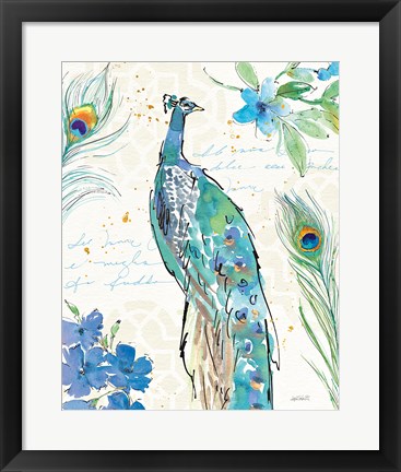 Framed Peacock Garden II Print