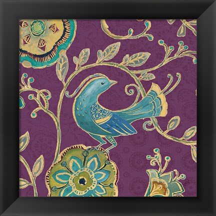 Framed Bohemian Wings IX Aubergine Print