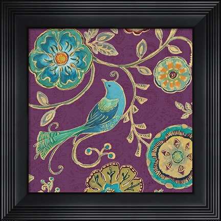 Framed Bohemian Wings VII Aubergine Print