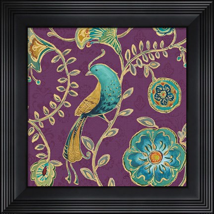 Framed Bohemian Wings VIII Aubergine Print