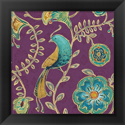 Framed Bohemian Wings VIII Aubergine Print