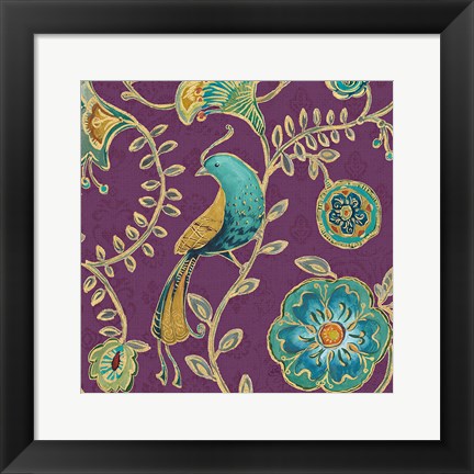 Framed Bohemian Wings VIII Aubergine Print