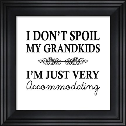 Framed I Don&#39;t Spoil My Grandkids Leaf Design White Print