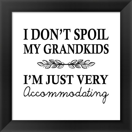 Framed I Don&#39;t Spoil My Grandkids Leaf Design White Print