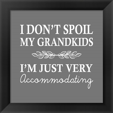 Framed I Don&#39;t Spoil My Grandkids Leaf Design Gray Print