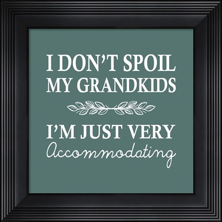 Framed I Don&#39;t Spoil My Grandkids Leaf Design Teal Print