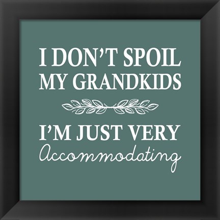 Framed I Don&#39;t Spoil My Grandkids Leaf Design Teal Print