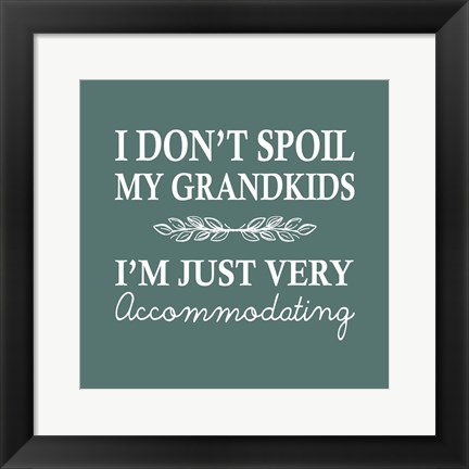 Framed I Don&#39;t Spoil My Grandkids Leaf Design Teal Print