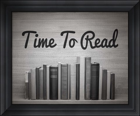 Framed Time To Read - Wood Background Black and White Print