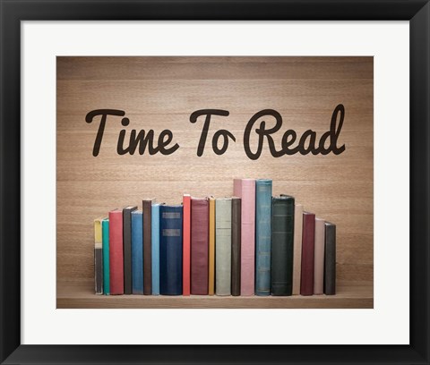 Framed Time To Read - Wood Background Color Print