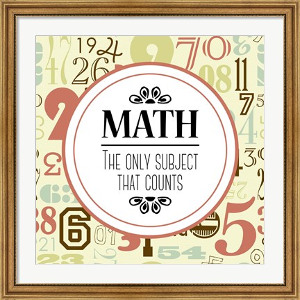 Framed Math The Only Subject That Counts Red Print
