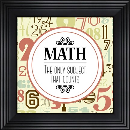 Framed Math The Only Subject That Counts Red Print