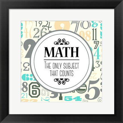 Framed Math The Only Subject That Counts Gray Print