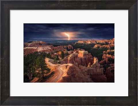 Framed Lightning Over Bryce Canyon Print