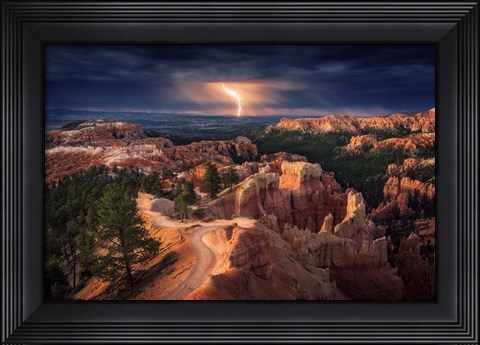 Framed Lightning Over Bryce Canyon Print
