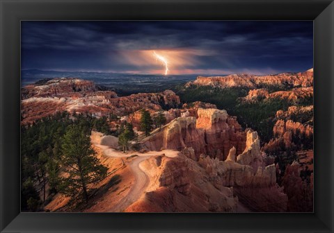 Framed Lightning Over Bryce Canyon Print