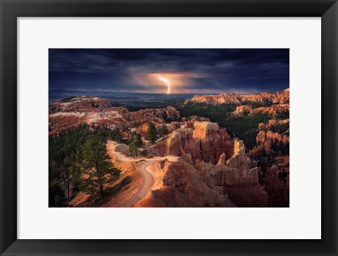 Framed Lightning Over Bryce Canyon Print