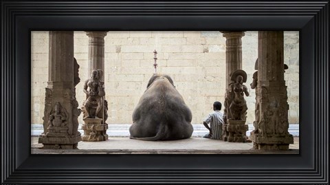 Framed Elephant &amp; Its Mahot Print