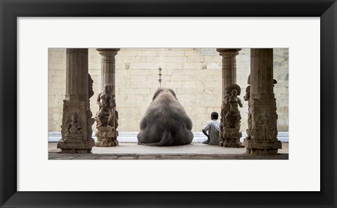 Framed Elephant &amp; Its Mahot Print