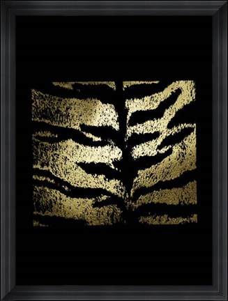 Framed Gold Foil Tiger Pattern on Black Print