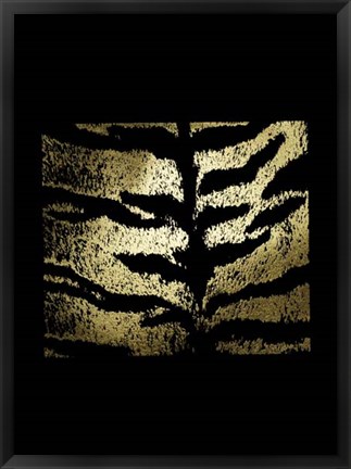Framed Gold Foil Tiger Pattern on Black Print