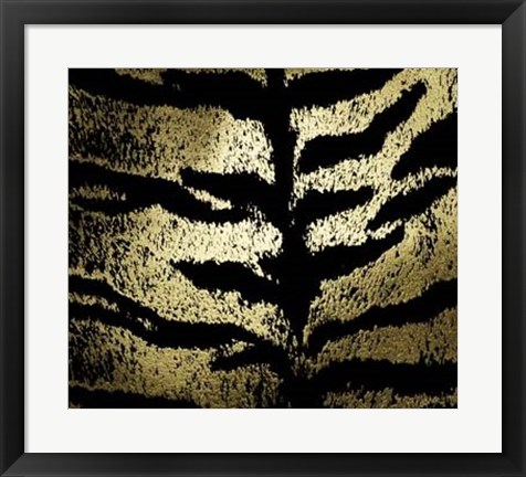 Framed Gold Foil Tiger Pattern on Black Print