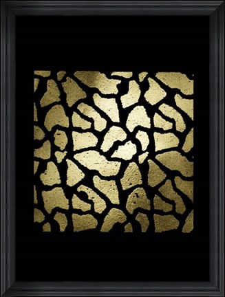 Framed Gold Foil Giraffe Pattern on Black Print