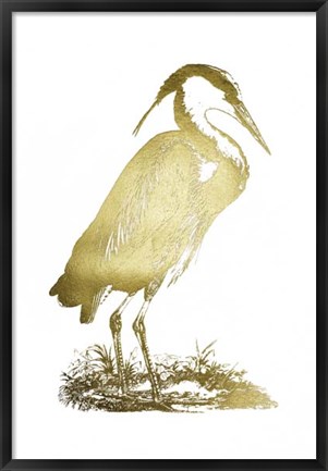 Framed Gold Foil Heron I Print