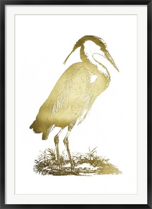 Framed Gold Foil Heron I Print