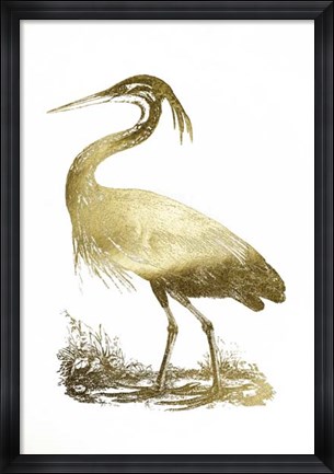 Framed Gold Foil Heron II Print