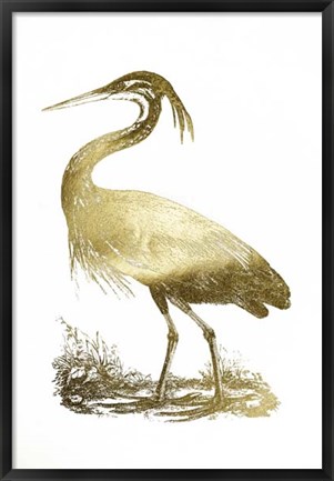 Framed Gold Foil Heron II Print