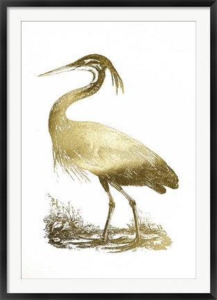Framed Gold Foil Heron II Print