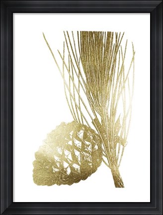 Framed Gold Foil Pine Cones I Print
