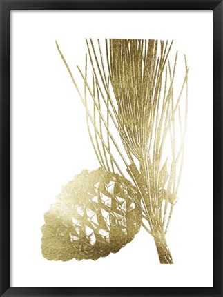 Framed Gold Foil Pine Cones I Print