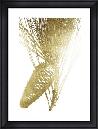 Framed Gold Foil Pine Cones II Print