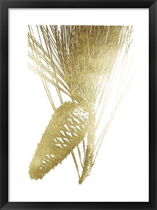 Framed Gold Foil Pine Cones II Print