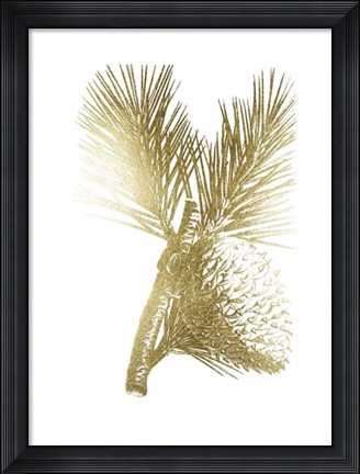 Framed Gold Foil Pine Cones III Print