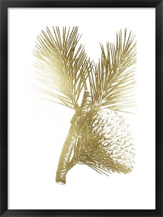 Framed Gold Foil Pine Cones III Print