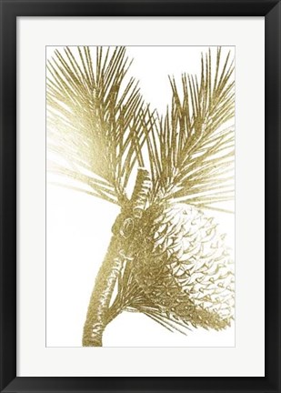 Framed Gold Foil Pine Cones III Print