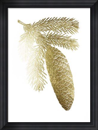Framed Gold Foil Pine Cones IV Print