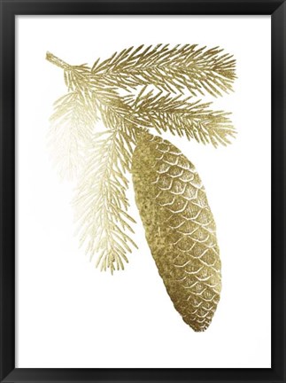 Framed Gold Foil Pine Cones IV Print