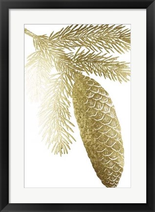 Framed Gold Foil Pine Cones IV Print