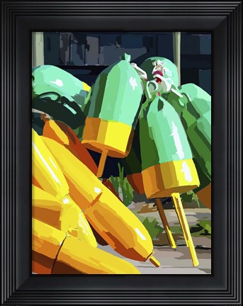 Framed Vibrant Buoys I Print