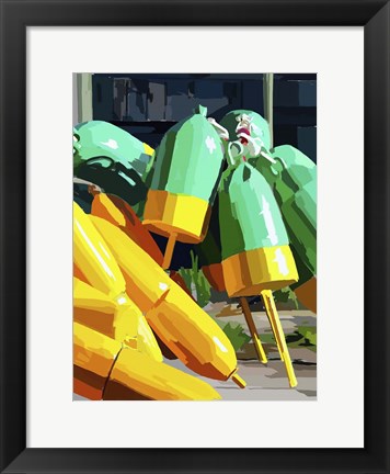 Framed Vibrant Buoys I Print