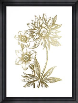 Framed Gold Foil Floral Chintz I Print