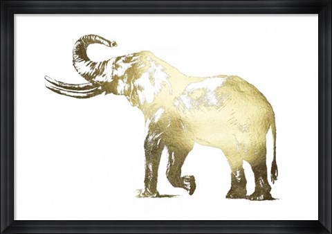 Framed Gold Foil Elephant I Print